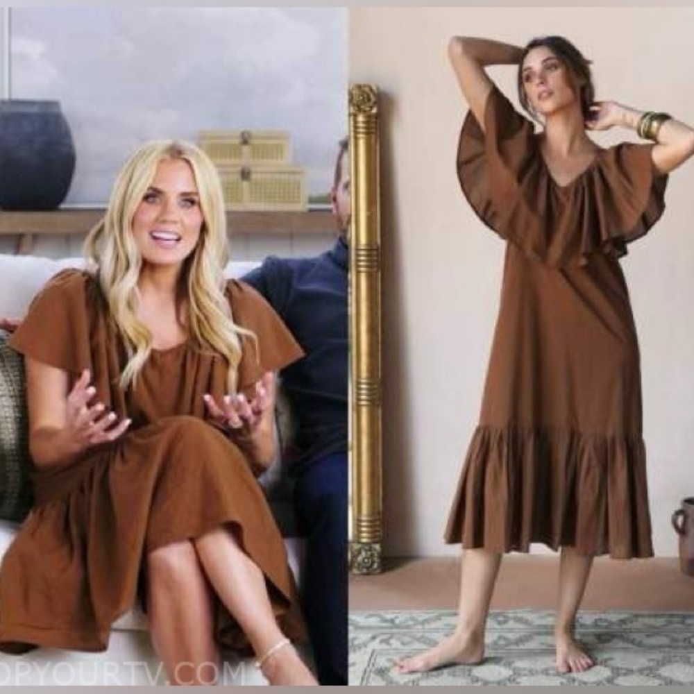 MILLE Juliet Trapeze Ruffle Neck Midi Dress